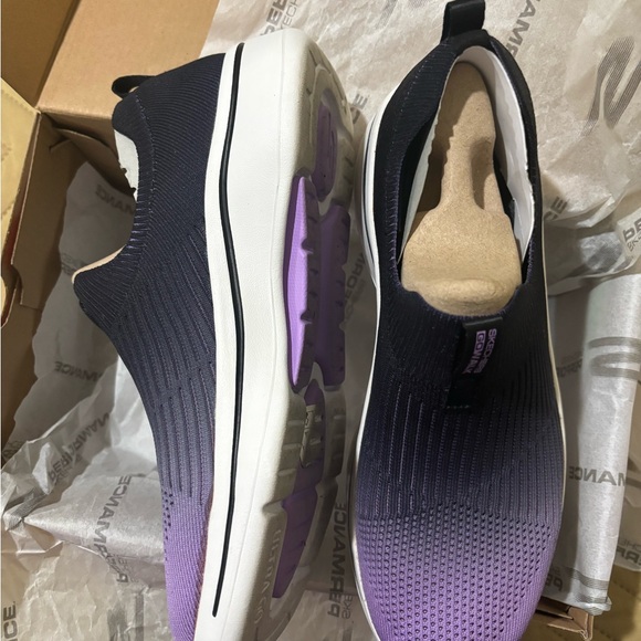 Skechers Go Walk Black and Purple Slip-Ons - Picture 5 of 7